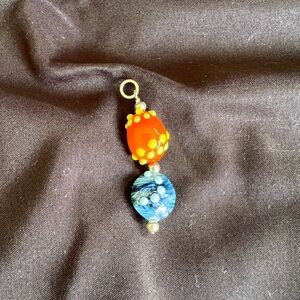 Lampwork Pendant Orange and Blue